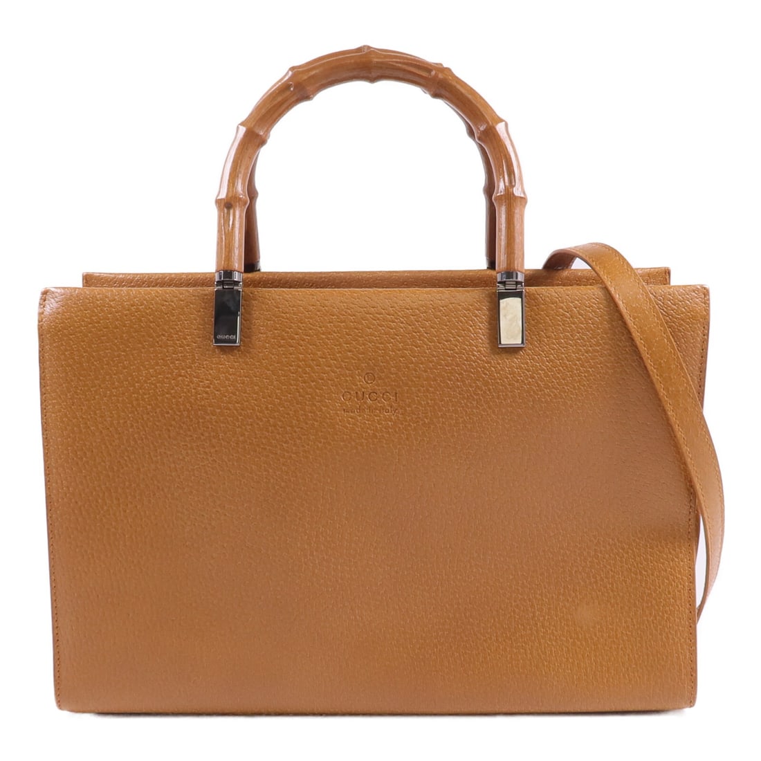 Gucci GG Bamboo Brown Calfskin Leather 2-Way Shoulder and Handbag SHW (1 of 18)