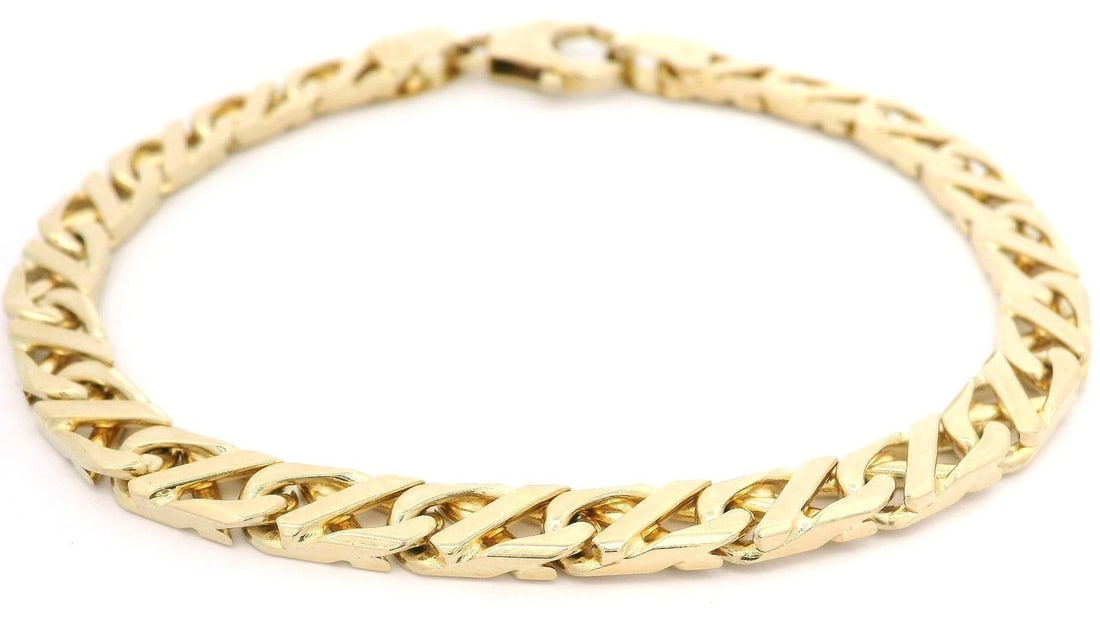 Italian Unisex 14k Yellow Gold Polished Link Chain Bracelet 8.25in (1 of 7)