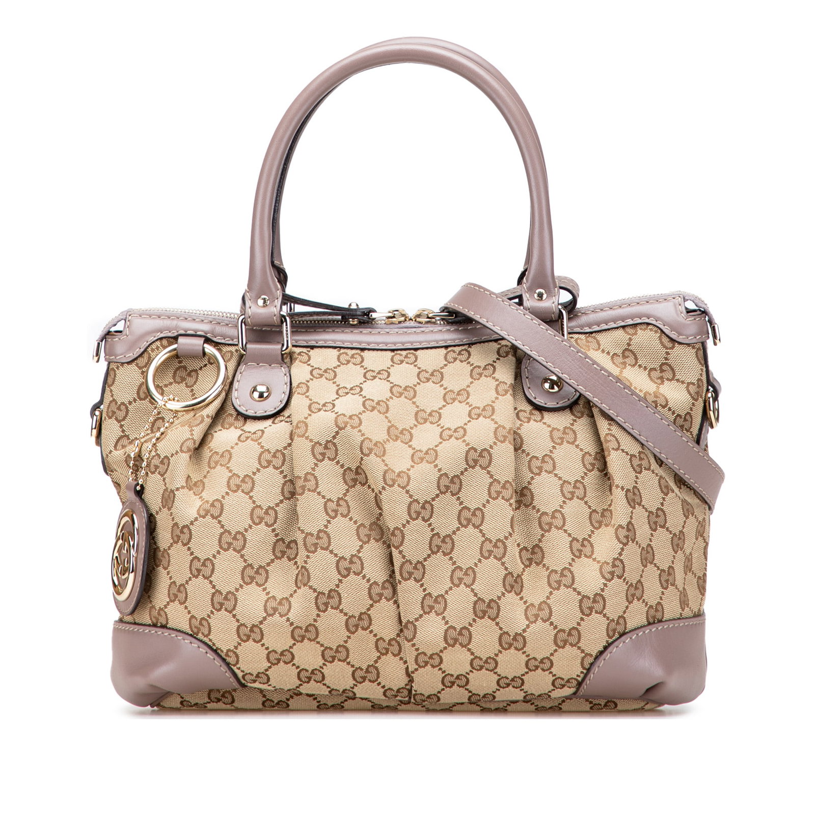 Gucci GG Canvas Sukey Satchel Brown Fabric Bag from Italy (1 of 13)