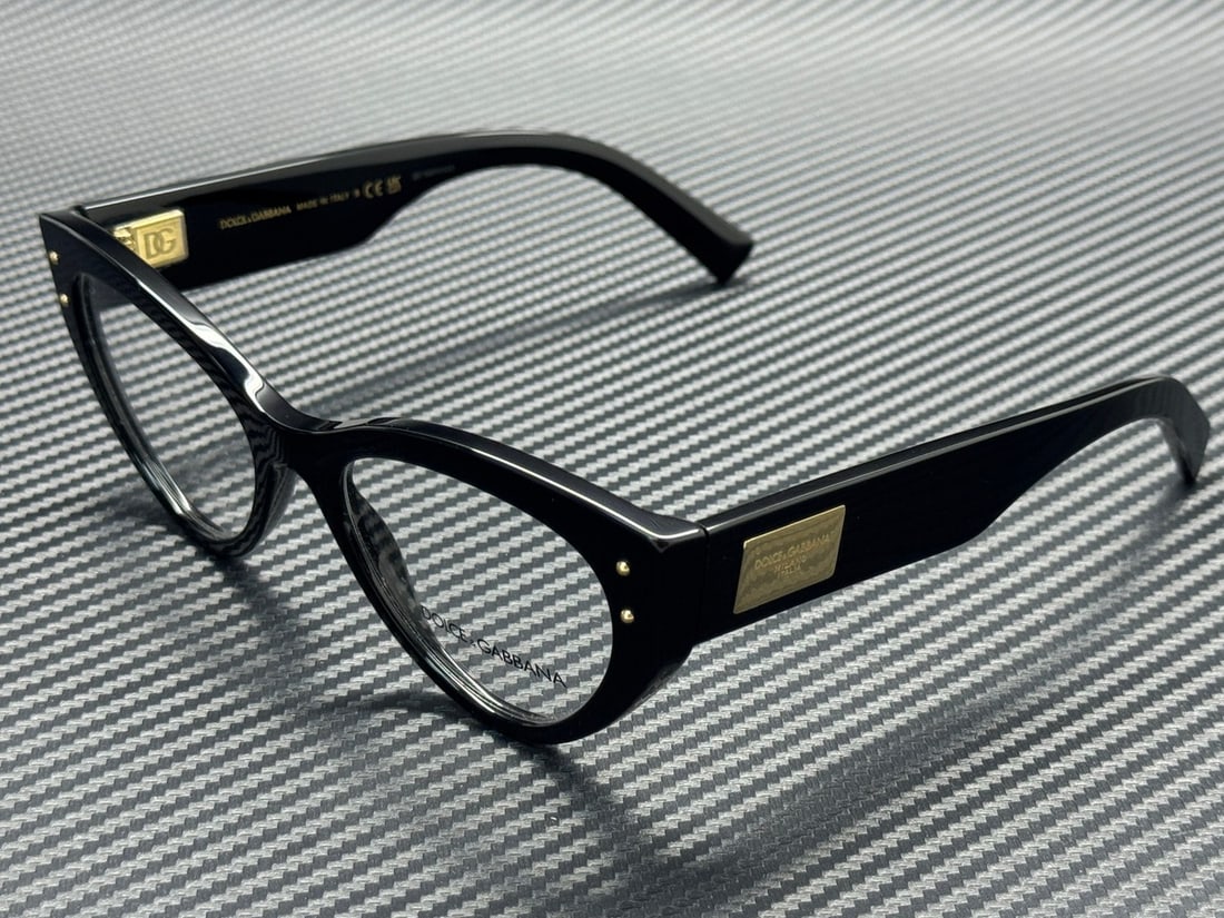 Dolce & Gabbana DG3403 501 Black Gold Women's Eyeglasses with Authenticity: Dolce & Gabbana DG3403 501 Black Gold Women's Eyeglasses with Authenticity Elevate your eyewear collection with these stylish Dolce & Gabbana DG3403 eyeglasses. Featuring a sophisticated black and gol