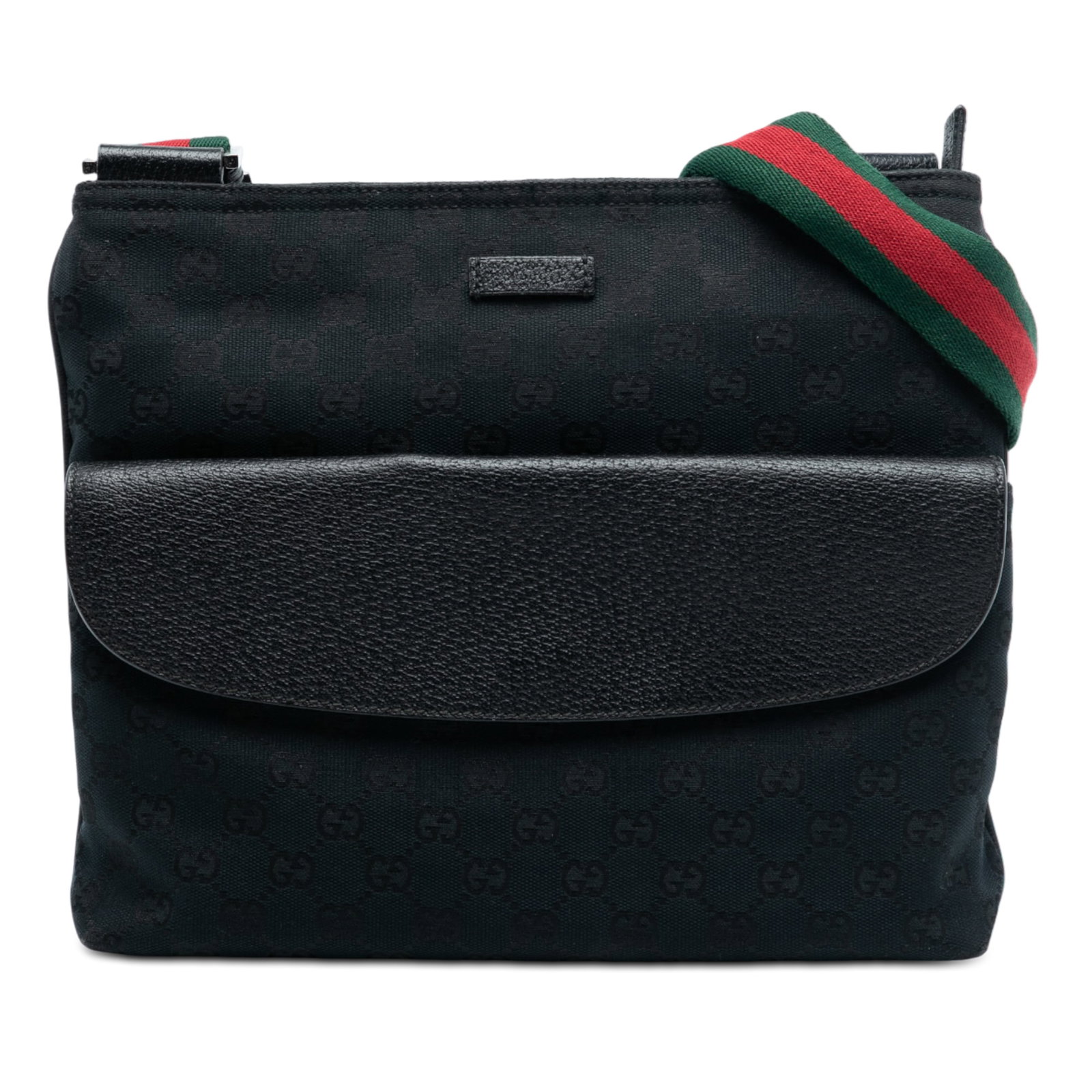 Gucci GG Canvas Web Black Crossbody Bag with Leather Trim (1 of 7)