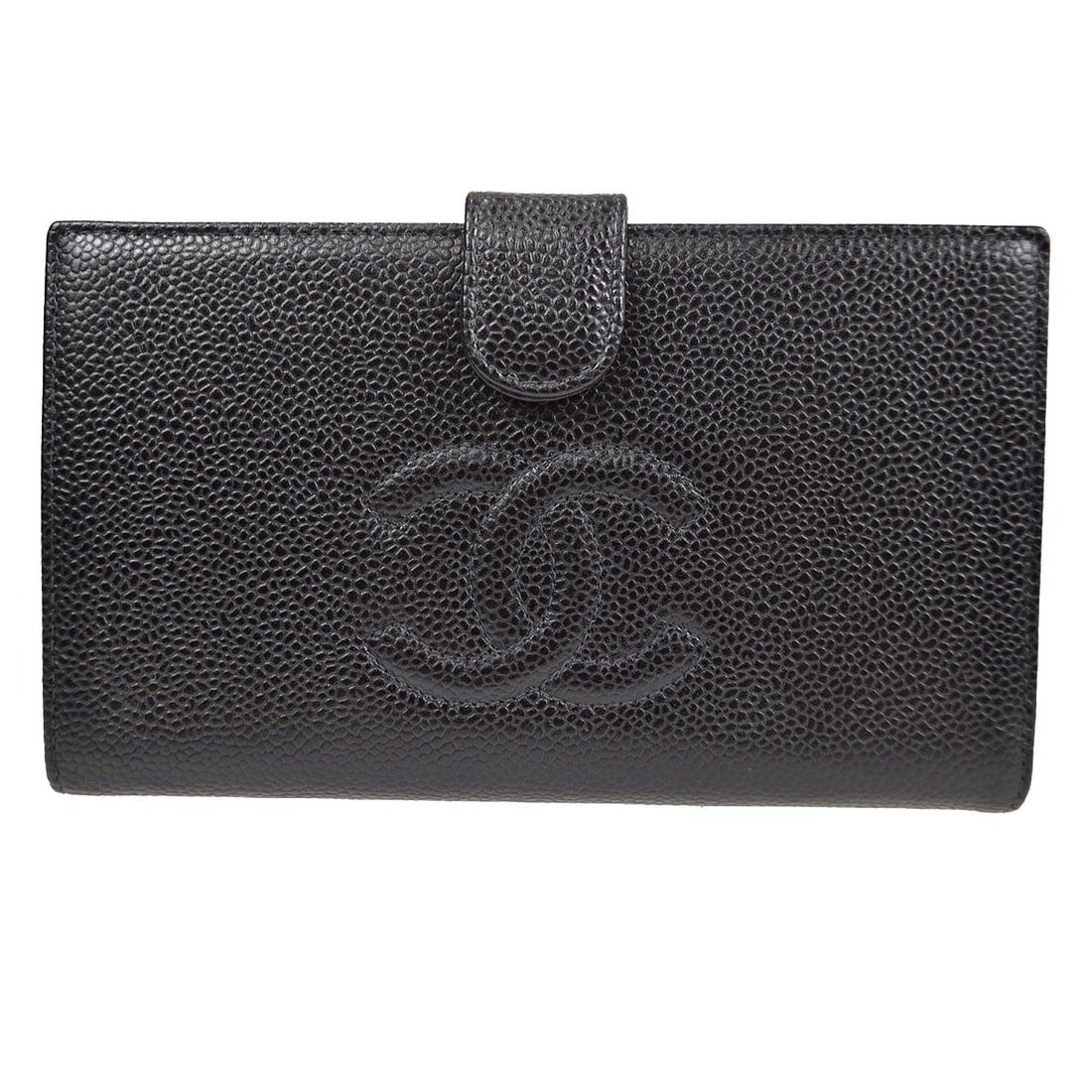 Chanel Caviar Leather Black Bifold Long Wallet with CC Pattern (1 of 11)