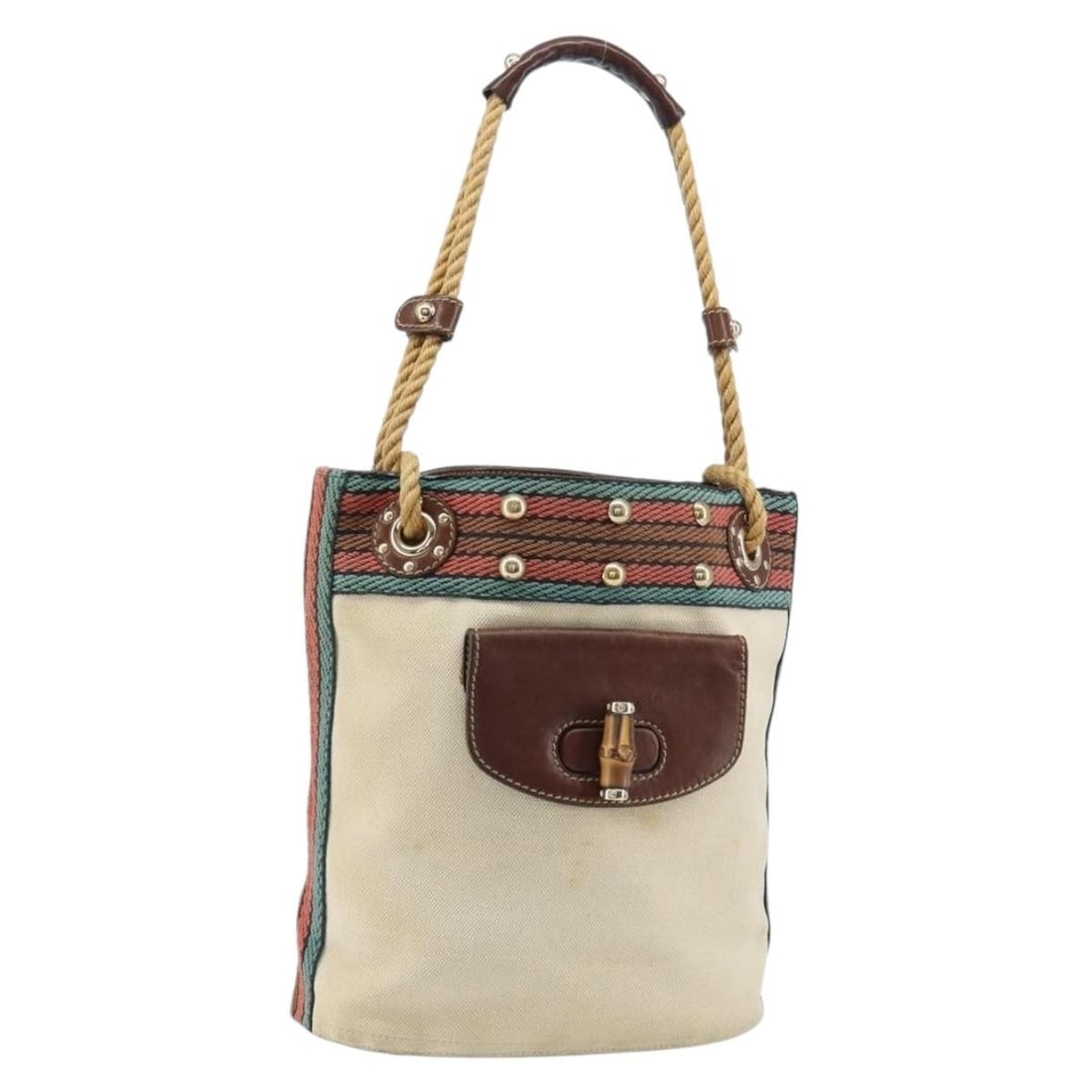 Beige Canvas Gucci Bamboo Vintage Shoulder Purse for Women (1 of 18)