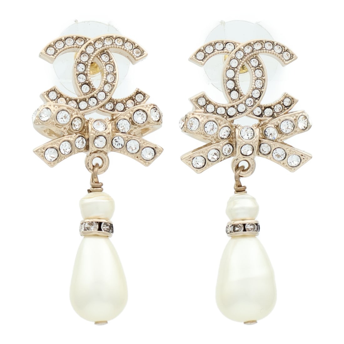 Gold Tone Pierced Earrings with CC Logo by CHANEL (1 of 10)