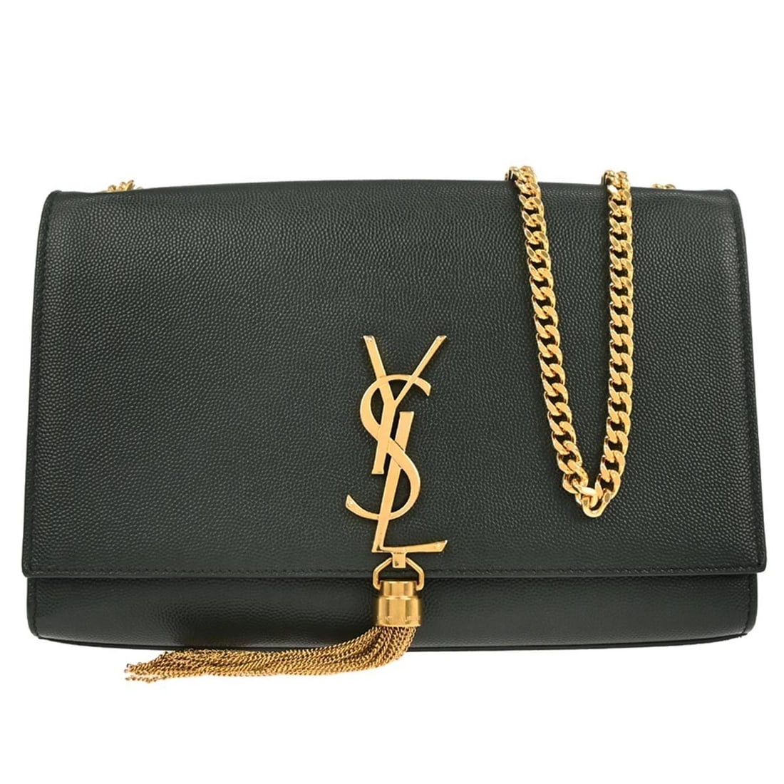 Saint Laurent Kate Crossbody Bag in Dark Green Leather with Logo Accent (1 of 10)