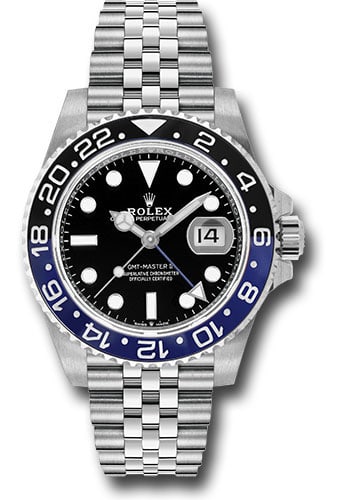 GMT-Master II Batgirl 126710BLNR Black Dial Jubilee Bracelet 2022: GMT-Master II Batgirl 126710BLNR Black Dial Jubilee Bracelet 2022 The Rolex GMT-Master II Batgirl features a black dial, a ceramic bezel, and is paired with a Jubilee bracelet. This model is identifie