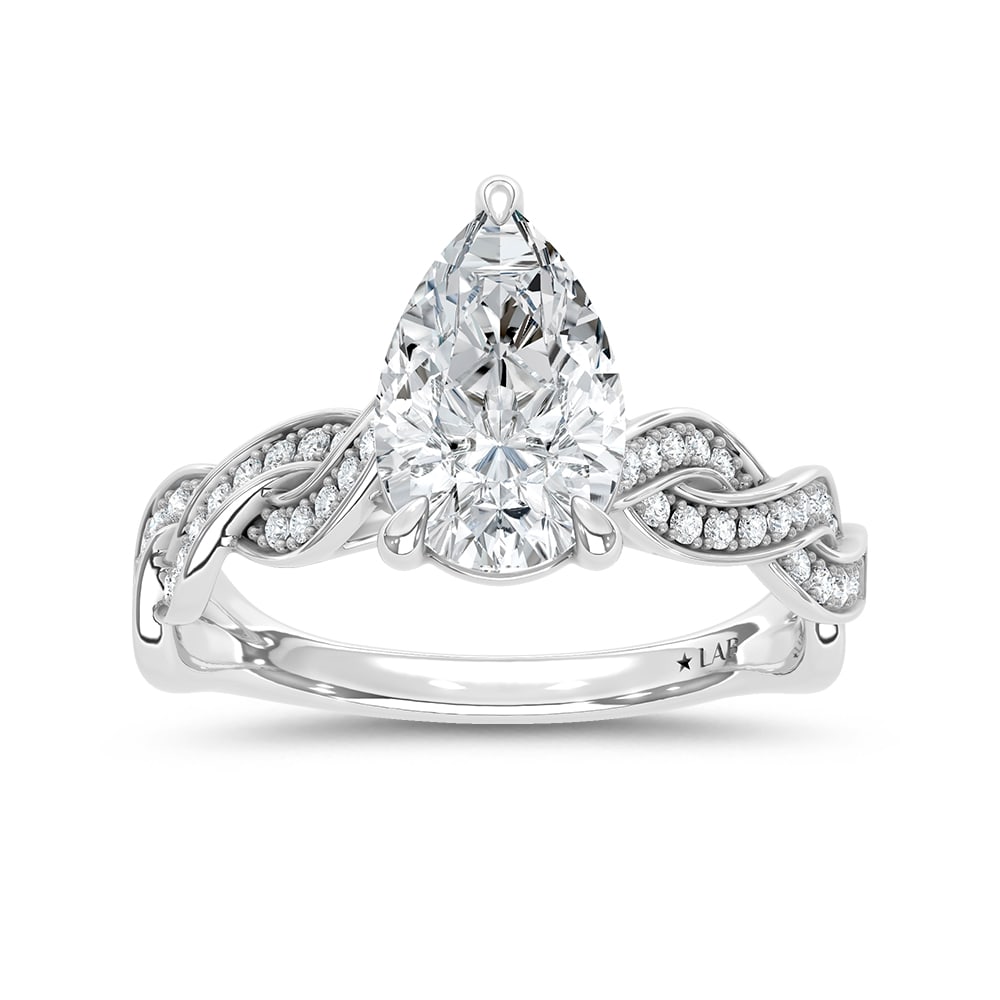 14K White Gold Lab Grown Diamond 2 1/5 Ct.Tw. Pear Shape Twisted Shank Engagement Ring (Center 2 (1 of 4)