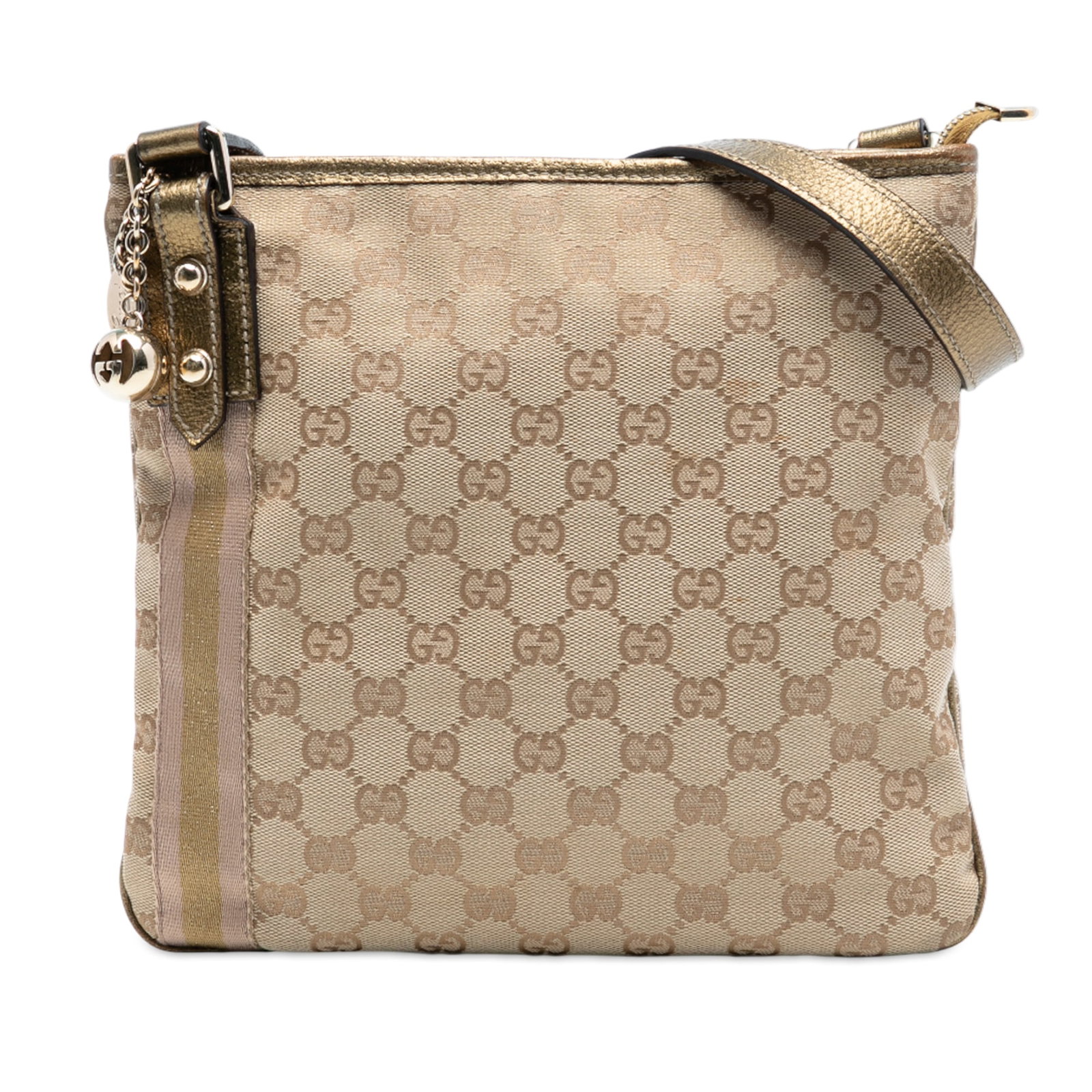 GG Canvas Jolicoeur Beige Fabric Crossbody Bag with Leather Trim: GG Canvas Jolicoeur Beige Fabric Crossbody Bag with Leather Trim The Gucci GG Canvas Jolicoeur Crossbody is crafted from canvas with leather trim and features an adjustable flat leather shoulder strap