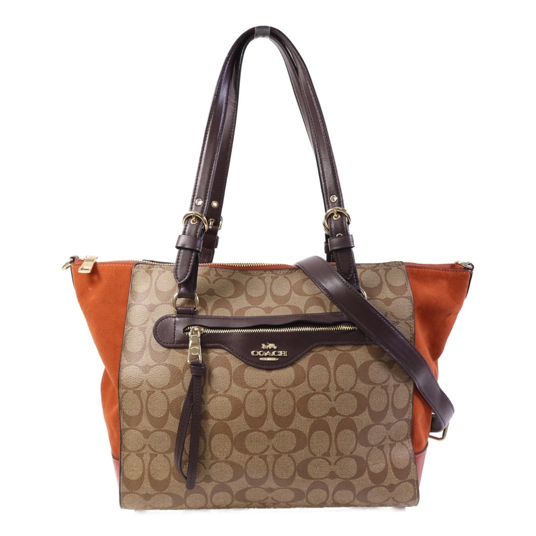Coach Brown Coated Canvas and Suede 2 Way Shoulder Bag with GHW (1 of 13)