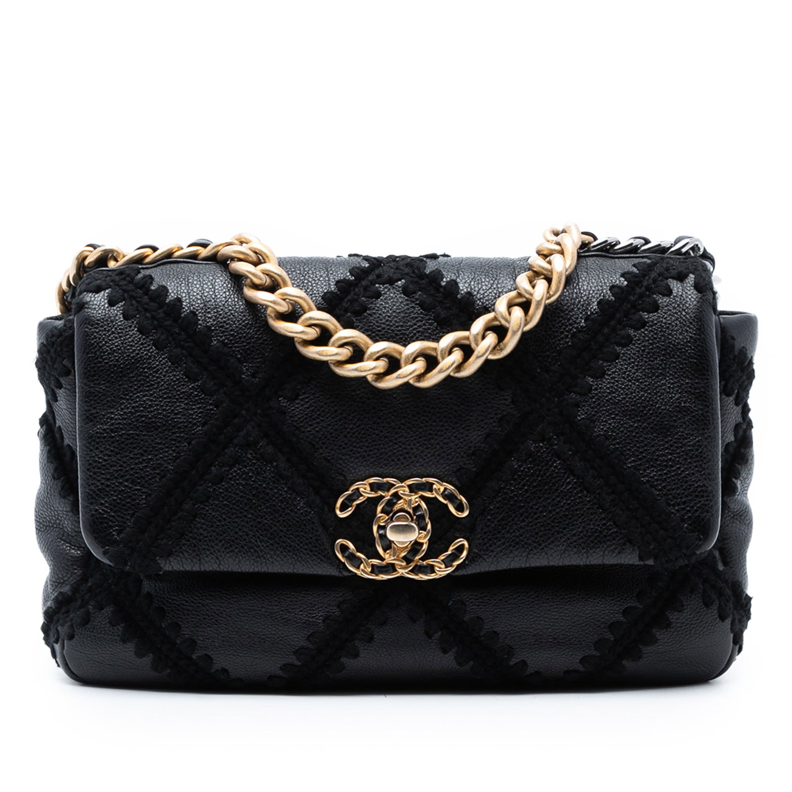 Chanel Medium Crochet Calfskin 19 Flap Black Bag (1 of 8)