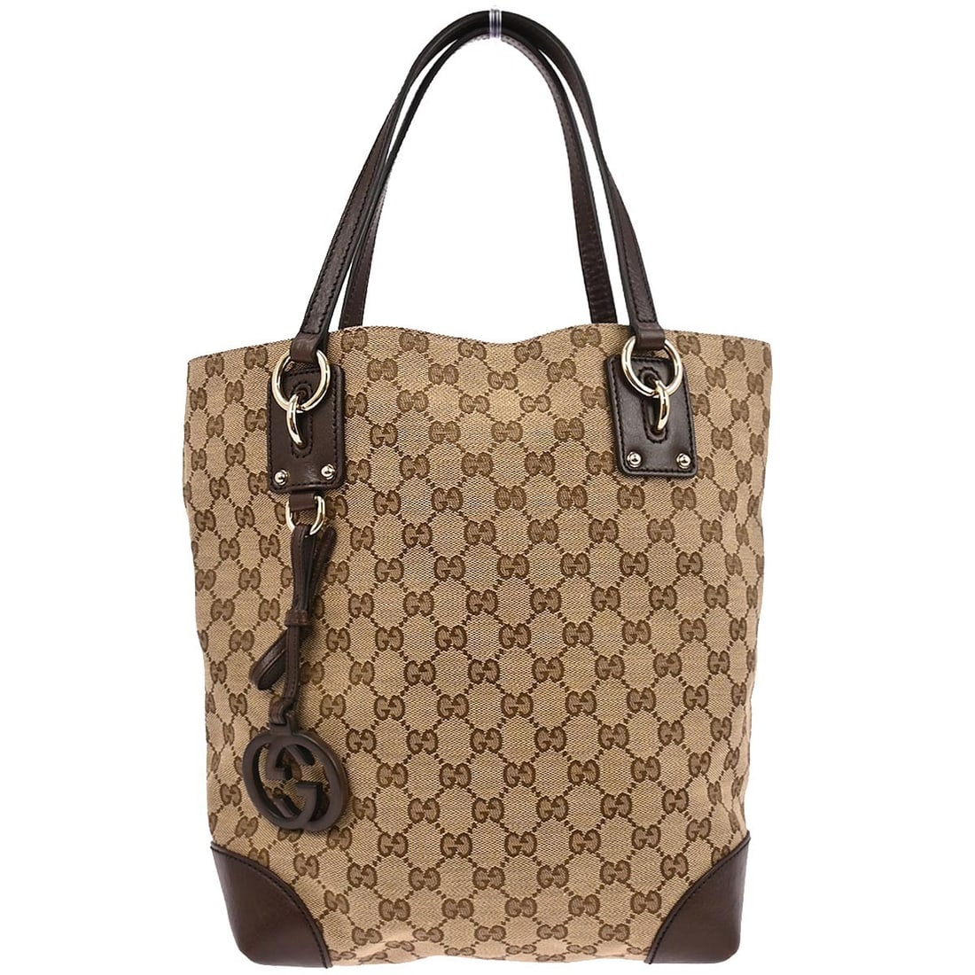 Gucci Medium Brown Canvas Leather Tote 247237 213048 (1 of 10)