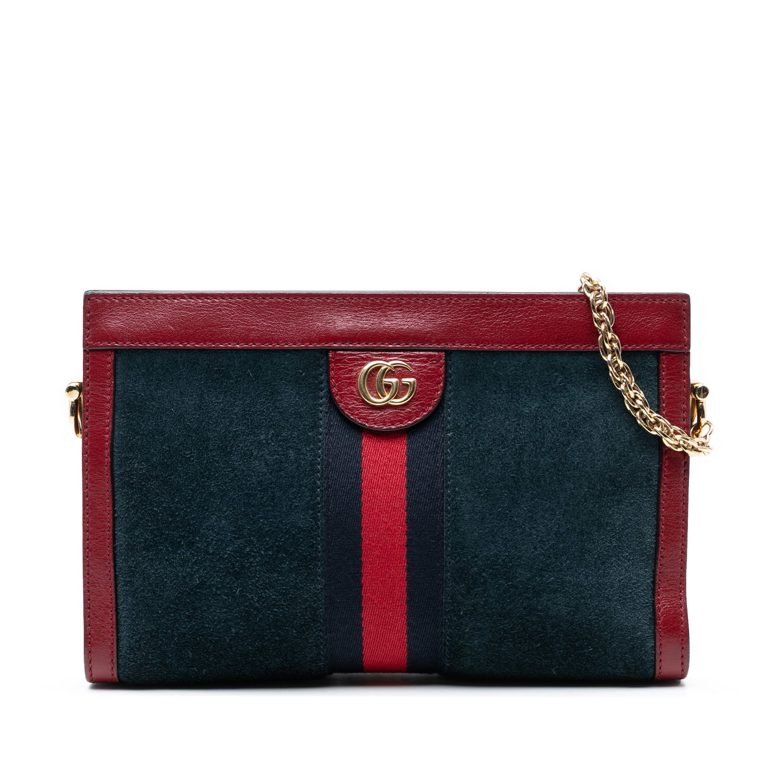 Gucci Small Blue Suede Ophidia Chain Crossbody Bag (1 of 7)