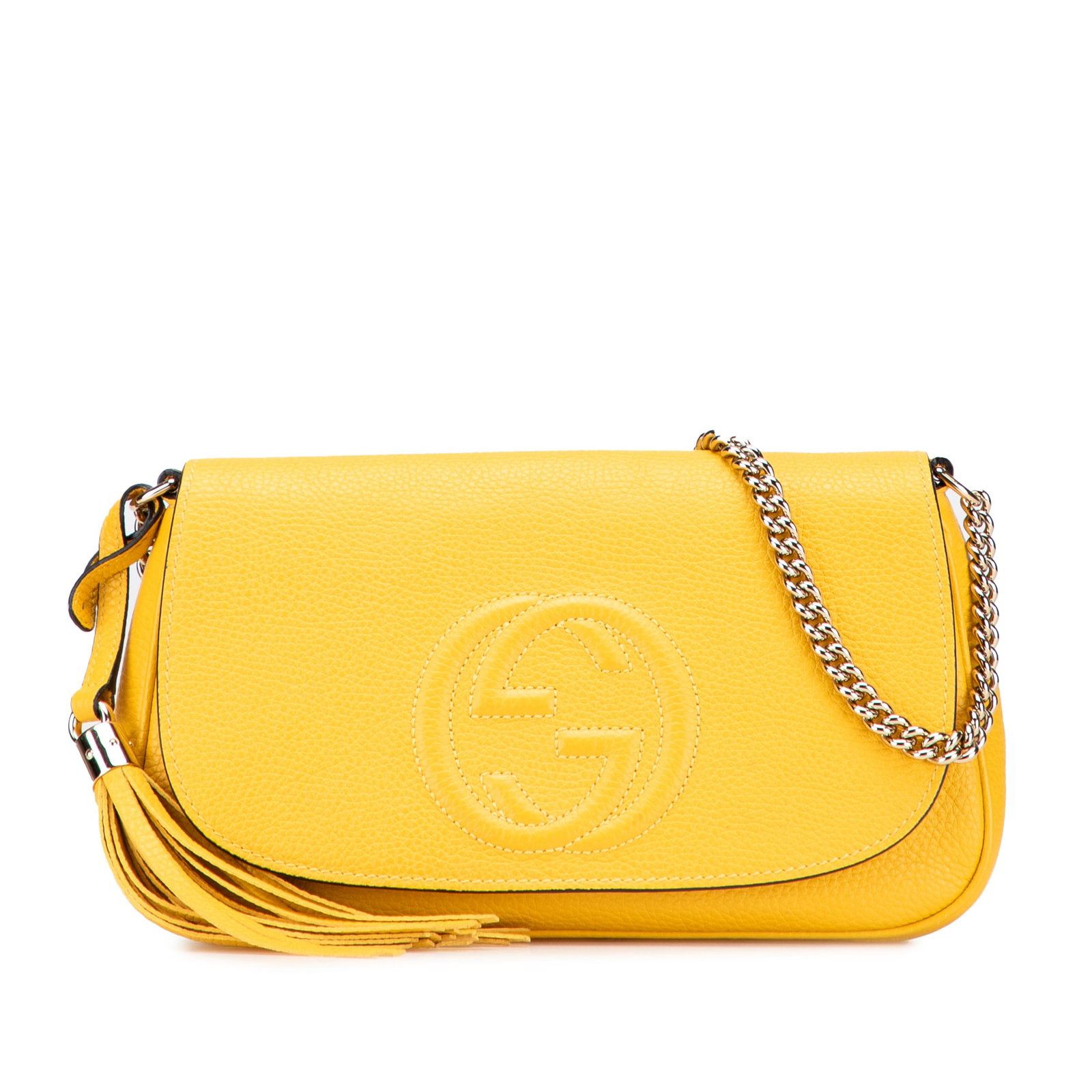 Gucci Medium Yellow Leather Soho Chain Flap Crossbody Bag (1 of 10)