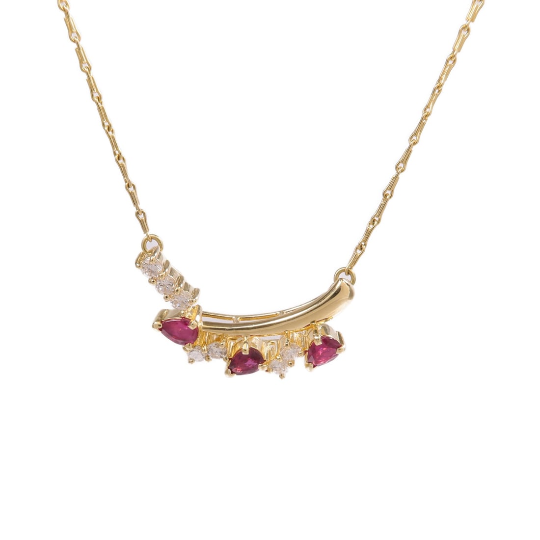 18K Yellow Gold Necklace with Ruby and Diamond Accents (1 of 8)