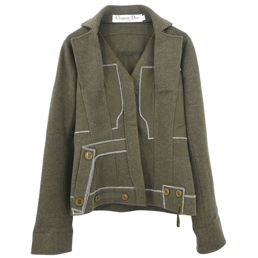 Christian Dior Gray Wool Alpaca Blend Buttoned Jacket Size 38 (1 of 11)