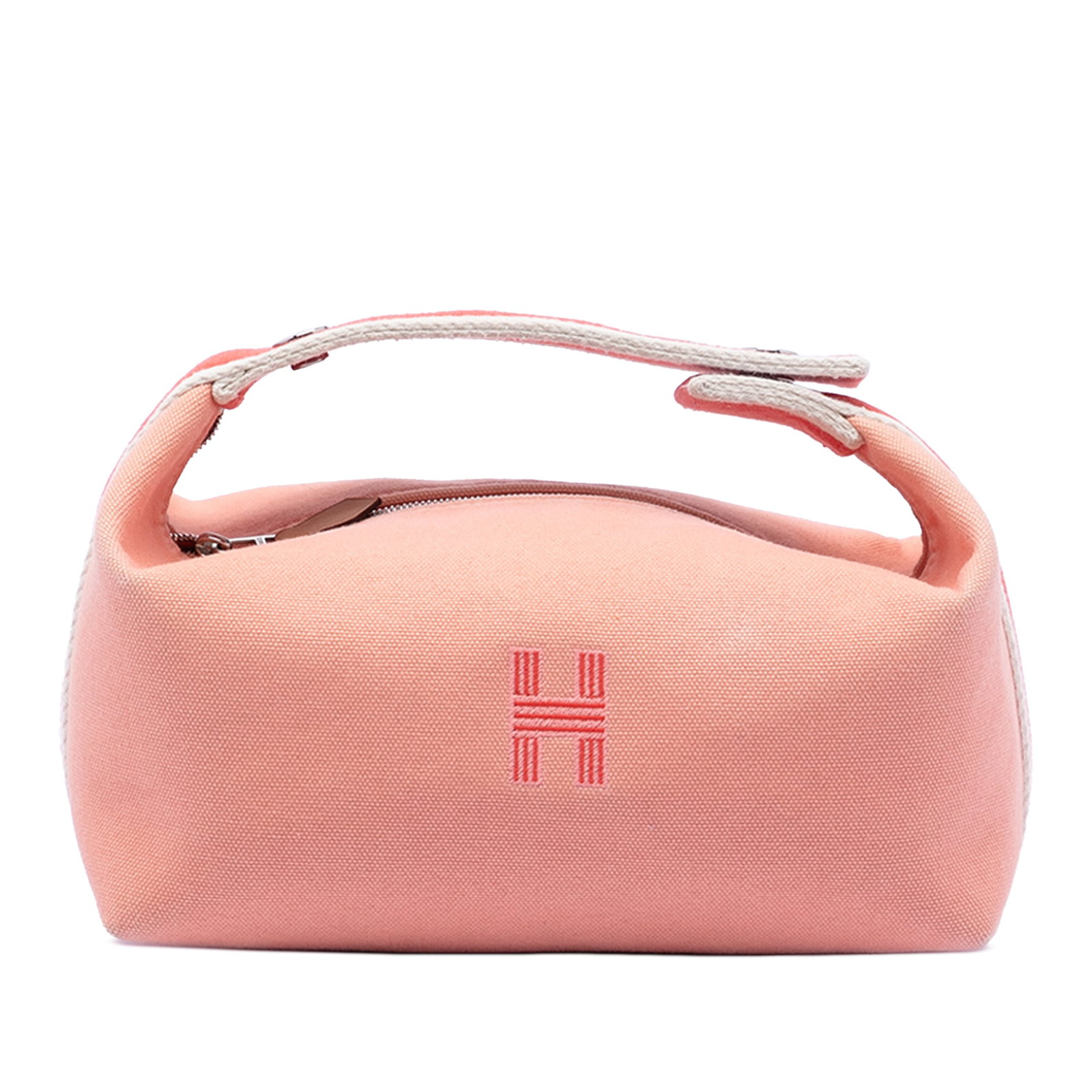 Hermes Bride-A-Brac Small Canvas Pouch with Top Zip Orange France: Hermes Bride-A-Brac Small Canvas Pouch with Top Zip Orange France This Hermes Small Toile Bride-A-Brac Case features an orange canvas body, a flat handle, top zip closure, and interior slip pockets. T