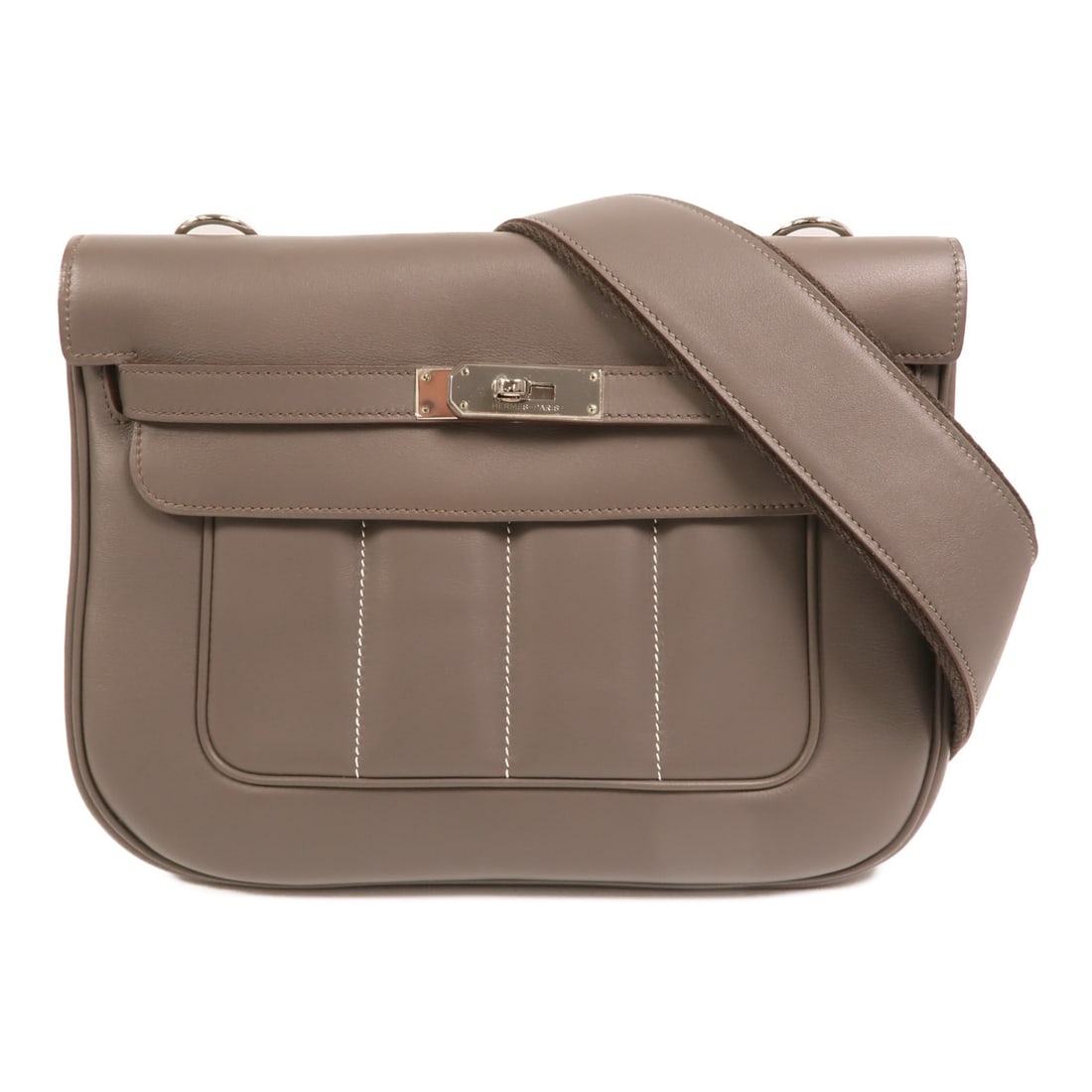 Berline 28 Gray Veau Swift Leather Shoulder Bag with Palladium Hardware (1 of 15)