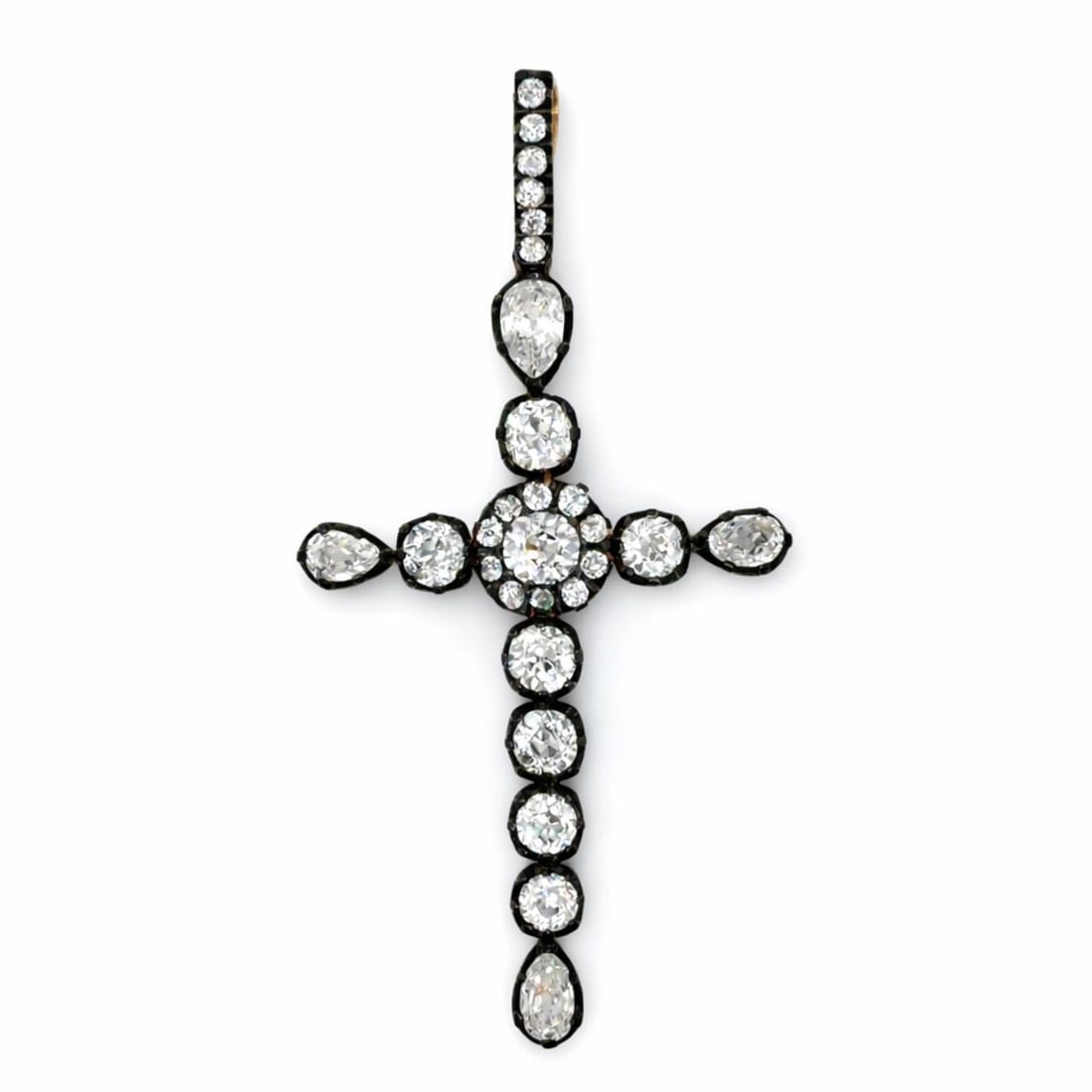Diamond Cross Pendant in 18K Gold and Silver with 8 Carats of Diamonds (1 of 4)