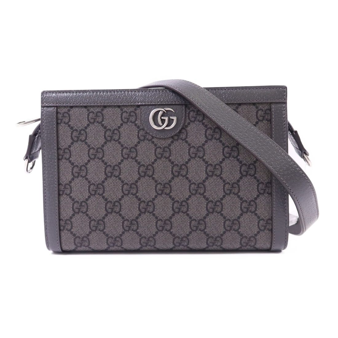 GUCCI Ophidia Small Shoulder Bag Gray PVC Coated Canvas 795467: GUCCI Ophidia Small Shoulder Bag Gray PVC Coated Canvas 795467 The GUCCI GG Ophidia Small Shoulder Bag is a stylish accessory crafted from durable PVC coated canvas in a sophisticated gray color. This
