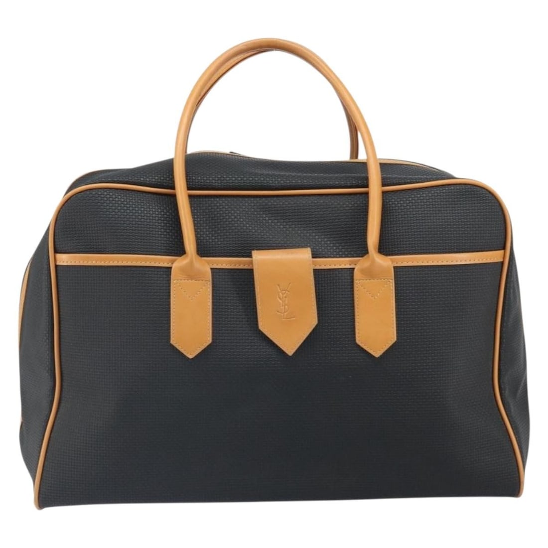 Vintage Boston Black Canvas Handbag by Saint Laurent: Vintage Boston Black Canvas Handbag by Saint Laurent The Saint Laurent Vintage Boston bag features a black canvas exterior with leather accents. Designed for women, this bag is crafted in France and s