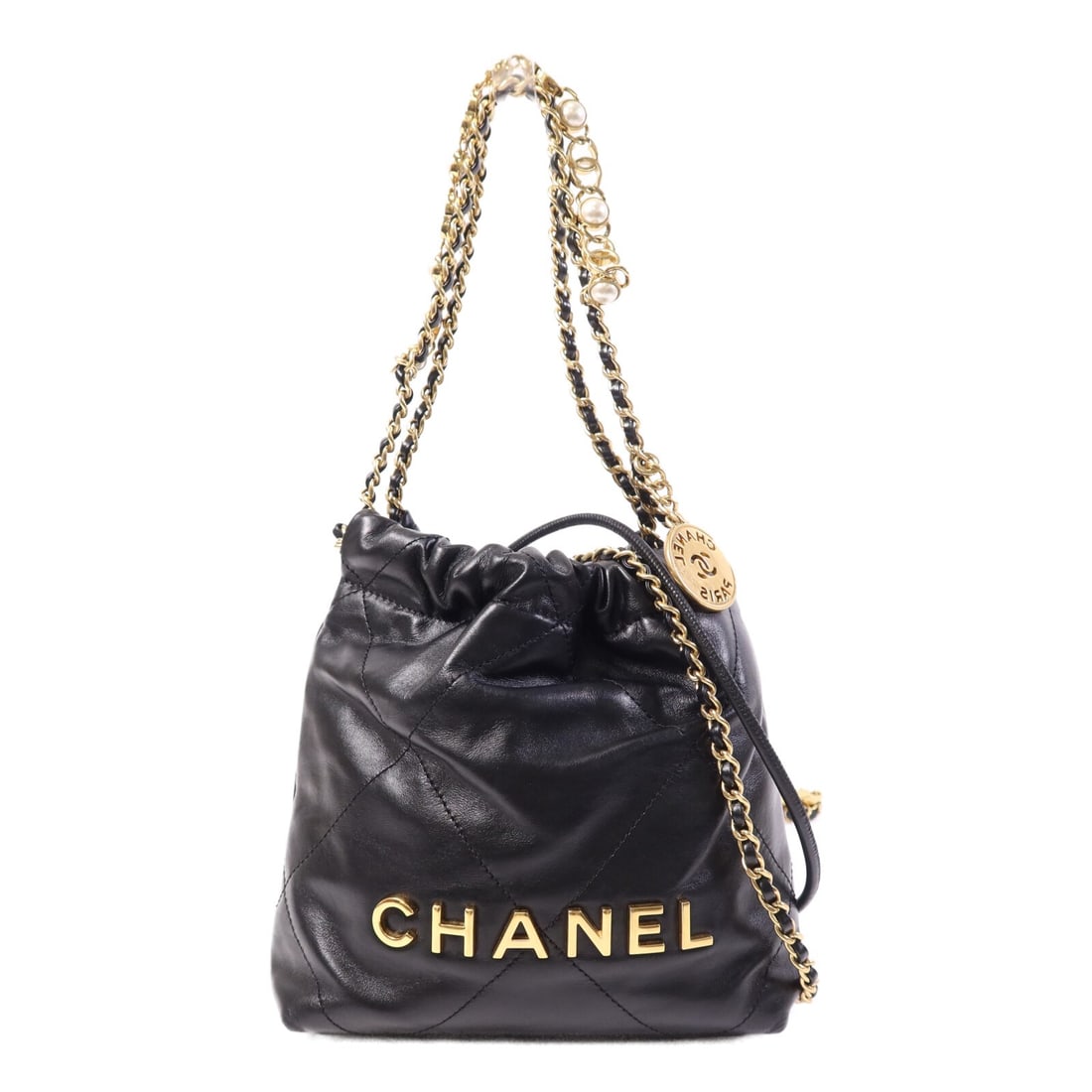 Black Lambskin Mini 22 Shoulder Bag with Gold Hardware by Chanel (1 of 14)