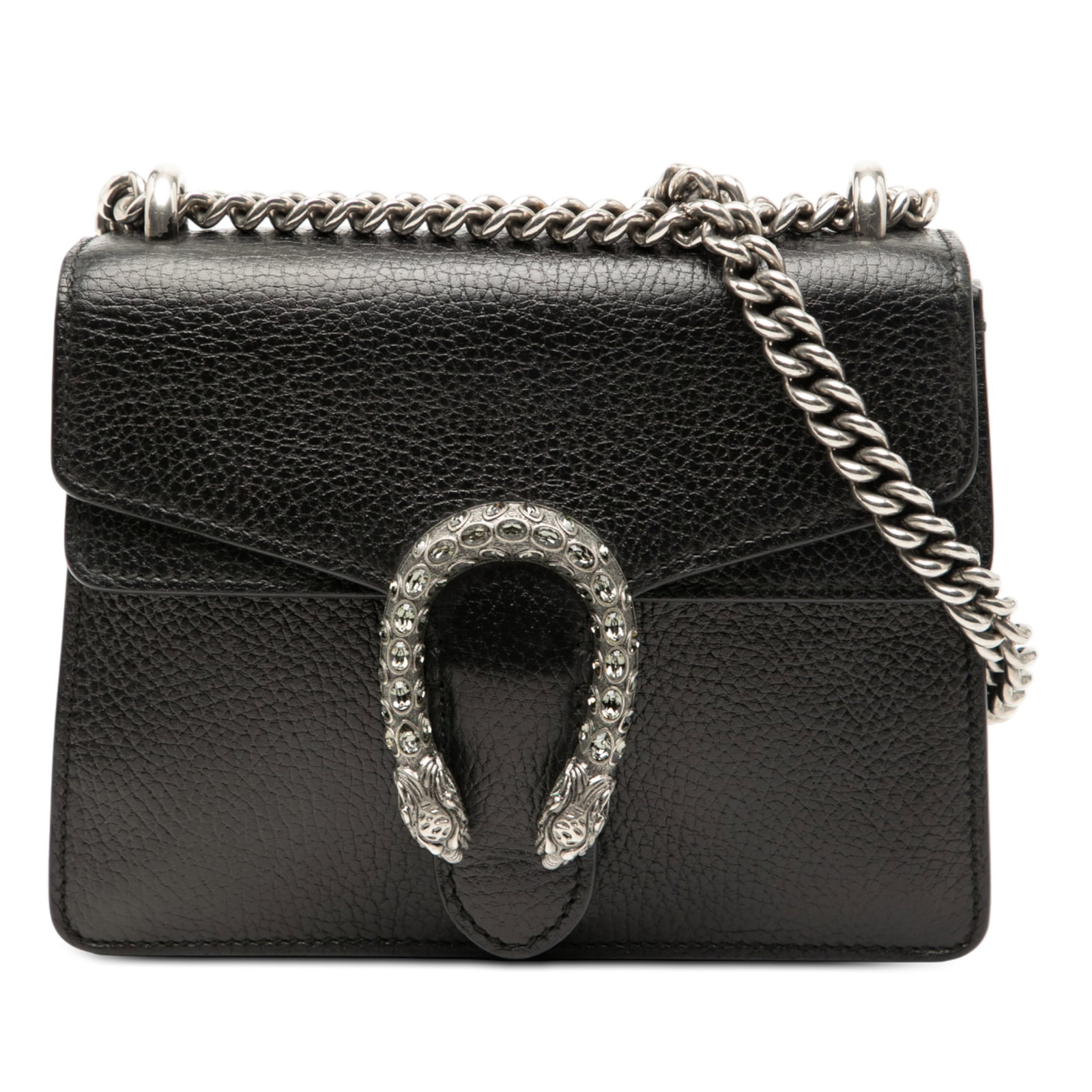 Gucci Dionysus Black Leather Crossbody Bag with Silver Chain Strap (1 of 7)