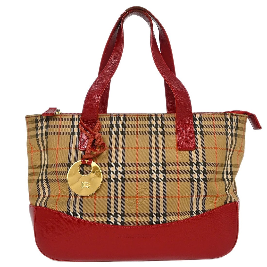 Burberry Beige Red House Check Tote Bag with Inner Pockets: Burberry Beige Red House Check Tote Bag with Inner Pockets This Burberry Beige Red House Check Tote Bag is a stylish accessory perfect for casual occasions. It features a medium size with double handl
