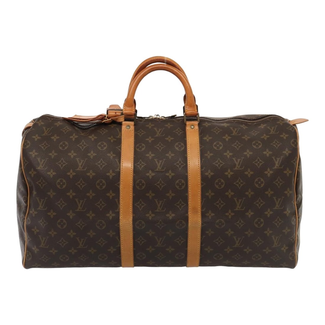 Louis Vuitton Monogram Keepall Travel Bag Brown Canvas 55cm Unisex: Louis Vuitton Monogram Keepall Travel Bag Brown Canvas 55cm Unisex The Louis Vuitton Keepall Bag in Monogram Canvas is a unisex travel bag featuring the iconic brown monogram pattern. Crafted from dur