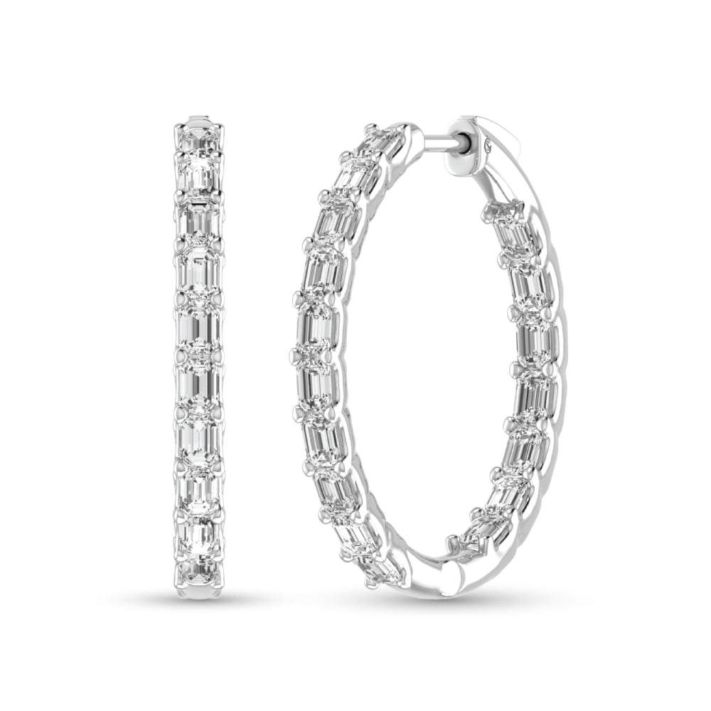 14K White Gold Lab Grown Diamond 2 3/8 Ct.Tw. Hoop Earrings: 14K White Gold Lab Grown Diamond 2 3/8 Ct.Tw. Hoop Earrings Sophisticated 14K white gold hoops adorned with 2 3/8 Ct.Tw. lab-grown diamonds, perfect for refined sparkle. 14k White Gold Stone Color: D-