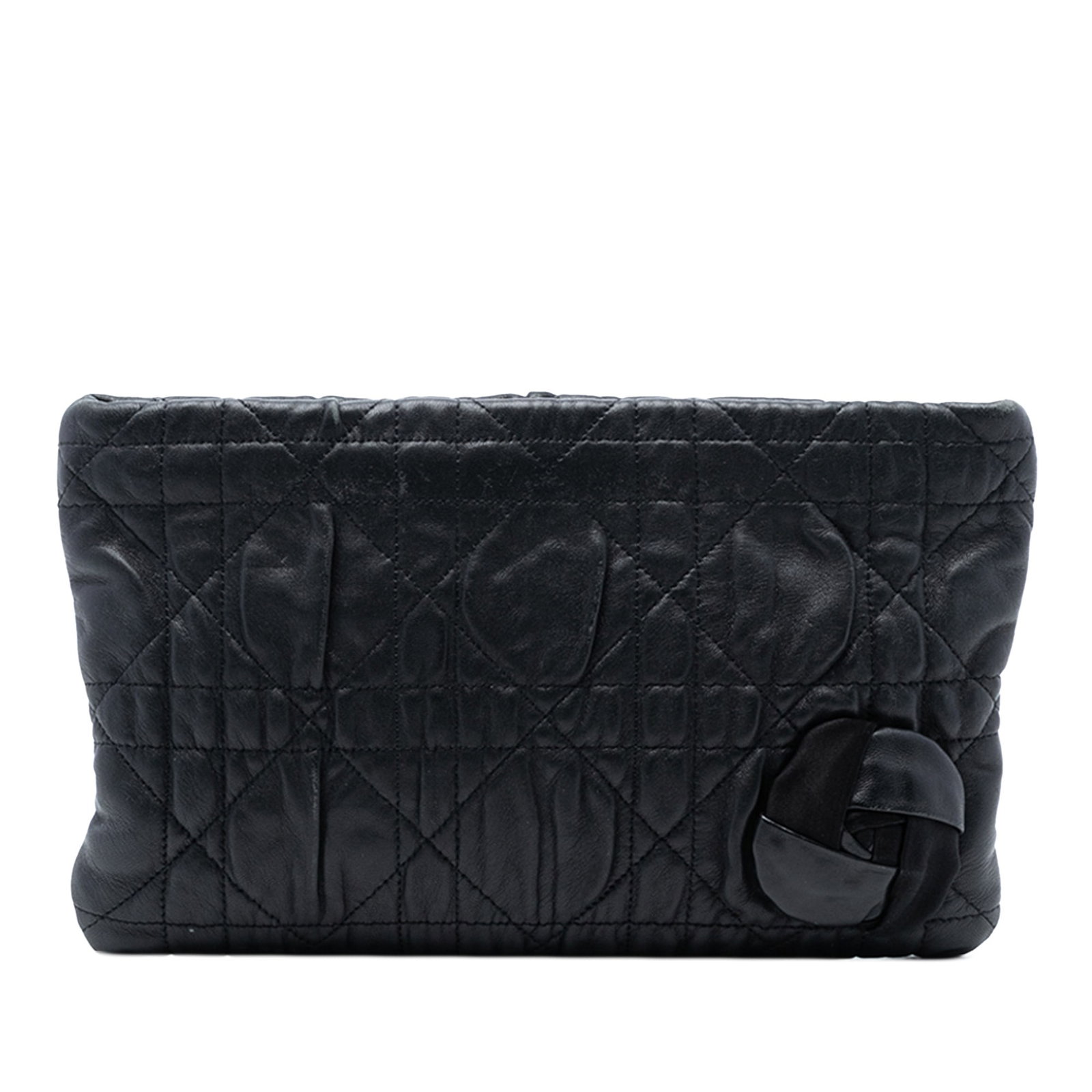 Dior Cannage Quilted Leather Clutch with Rose Applique (1 of 8)