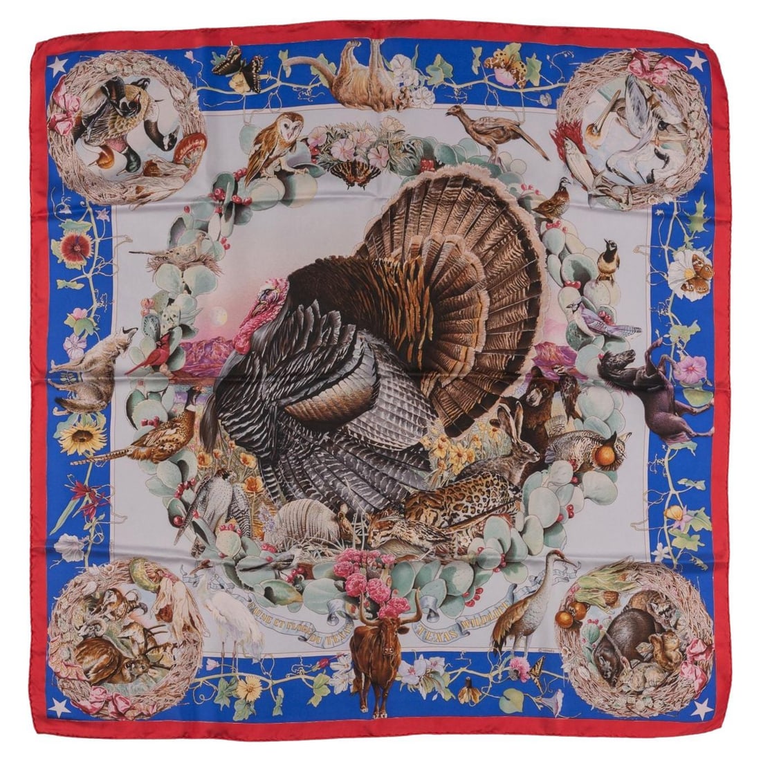Hermes Faune et Flore du Texas Scarf by Kermit Oliver 35in: Hermes Faune et Flore du Texas Scarf by Kermit Oliver 35in Discover the exquisite Hermes "Faune et Flore du Texas" Scarf, designed by Kermit Oliver in 1992. This stunning piece showcases the vibrant f