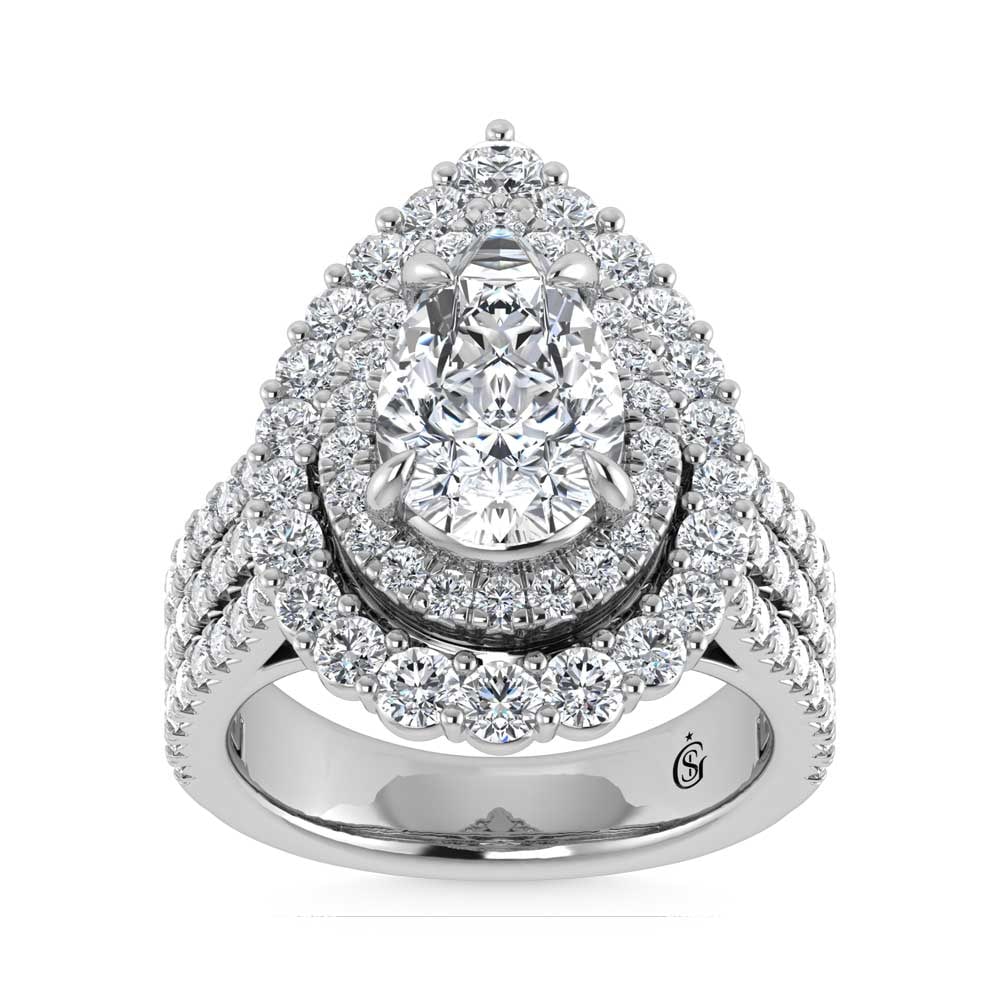 14K White Gold Lab Grown Diamond 5 Ct.Tw. Lab Grown Engagement Ring (IGI Certified Center 3ct) (1 of 4)