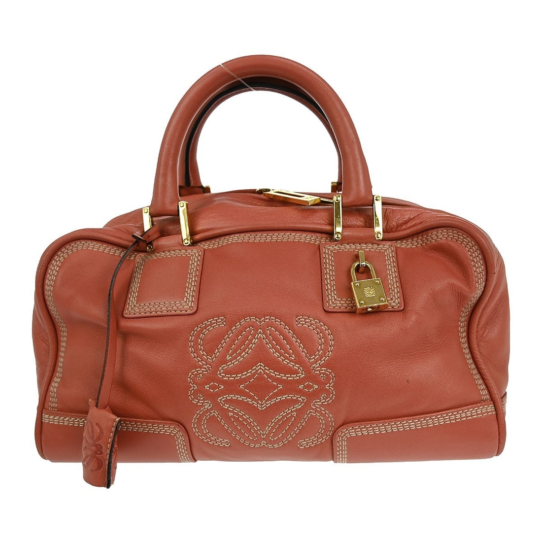 Loewe Amazona 28 Pink Lambskin Medium Top Handle Bag: Loewe Amazona 28 Pink Lambskin Medium Top Handle Bag This Loewe Amazona 28 handbag is crafted from pink lambskin leather and features a medium-size top handle design. It includes double leather handle