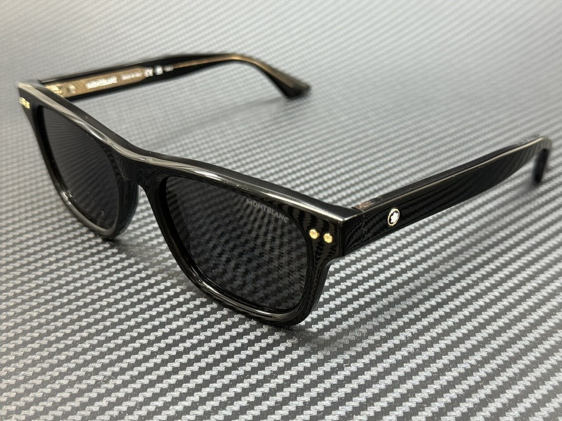 Montblanc MB0254S 001 Black Grey Sunglasses with Authenticity Certificate: Montblanc MB0254S 001 Black Grey Sunglasses with Authenticity Certificate Experience luxury and sophistication with these Montblanc MB0254S 001 sunglasses. Featuring a sleek black frame and stylish gr
