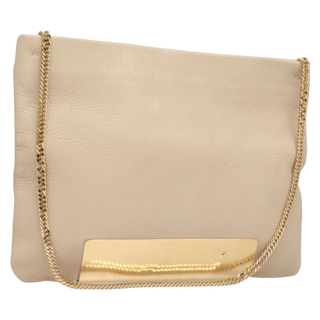 Jimmy Choo Beige Gold Leather Chain Shoulder Bag Italy (1 of 18)