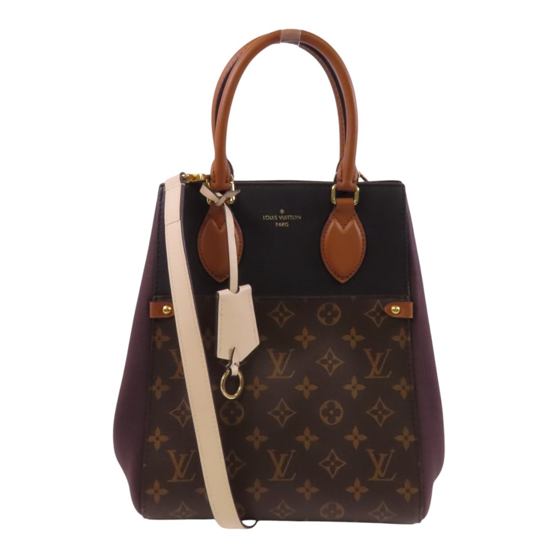 LOUIS VUITTON Monogram Fold Tote MM Handbag GHW Brown: LOUIS VUITTON Monogram Fold Tote MM Handbag GHW Brown Introducing the Louis Vuitton Fold Tote MM Handbag, a stylish 2-way shoulder bag crafted from durable PVC coated canvas in a classic brown monogra
