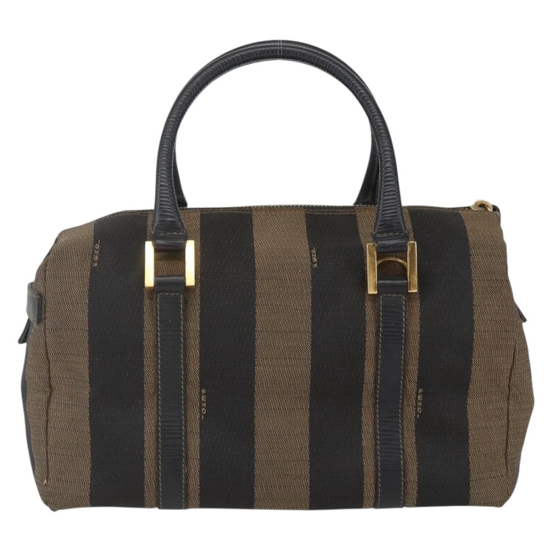 Vintage Fendi Pequin Canvas Convertible Boston Satchel Brown Italy (1 of 18)