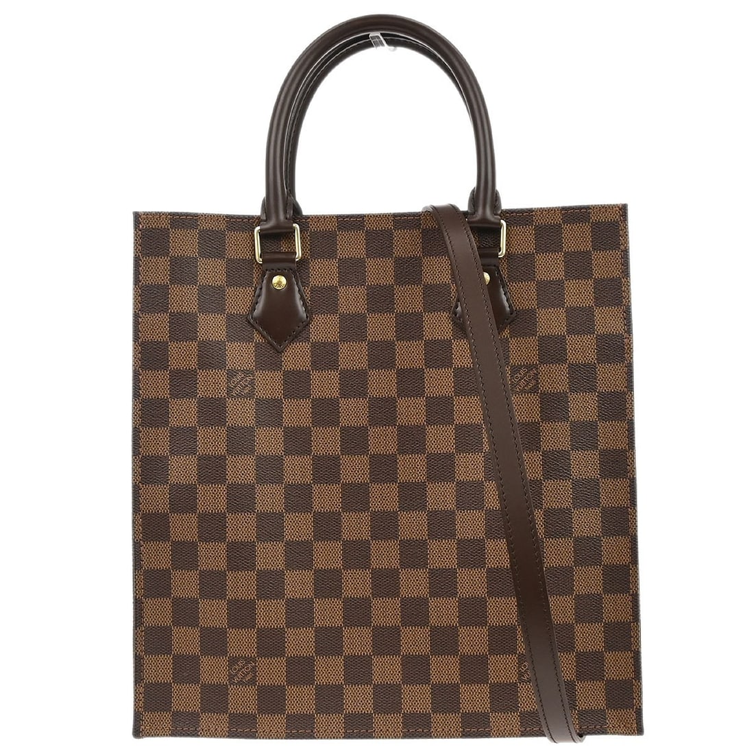 Damier Canvas Sac Plat PM Brown Medium Tote by Louis Vuitton: Damier Canvas Sac Plat PM Brown Medium Tote by Louis Vuitton This Louis Vuitton Sac Plat PM tote handbag features the signature Damier canvas leather in a brown color, accented with the iconic Louis V