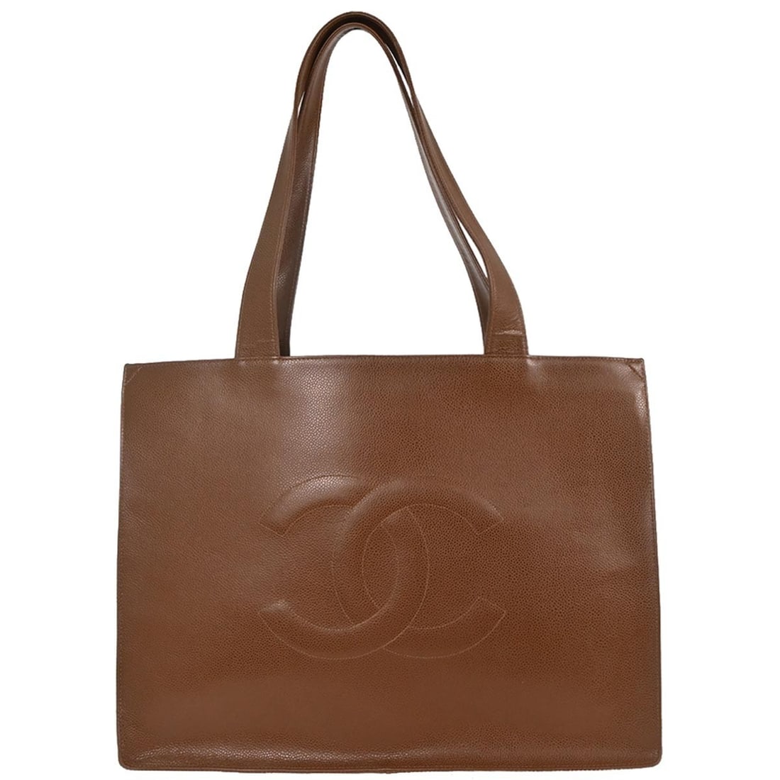 Chanel Brown Calfskin Large Tote Handbag with Leather Lining (1 of 10)