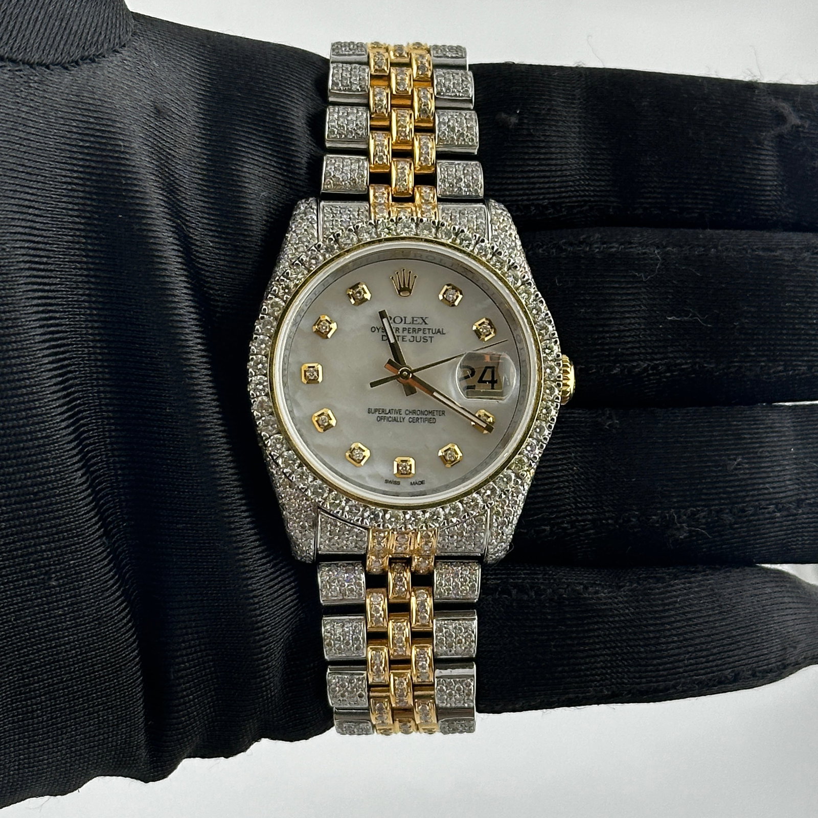 Rolex Datejust 116233 Men's Watch Aftermarket White Mother of Pearl Dial Diamond Bezel (1 of 3)