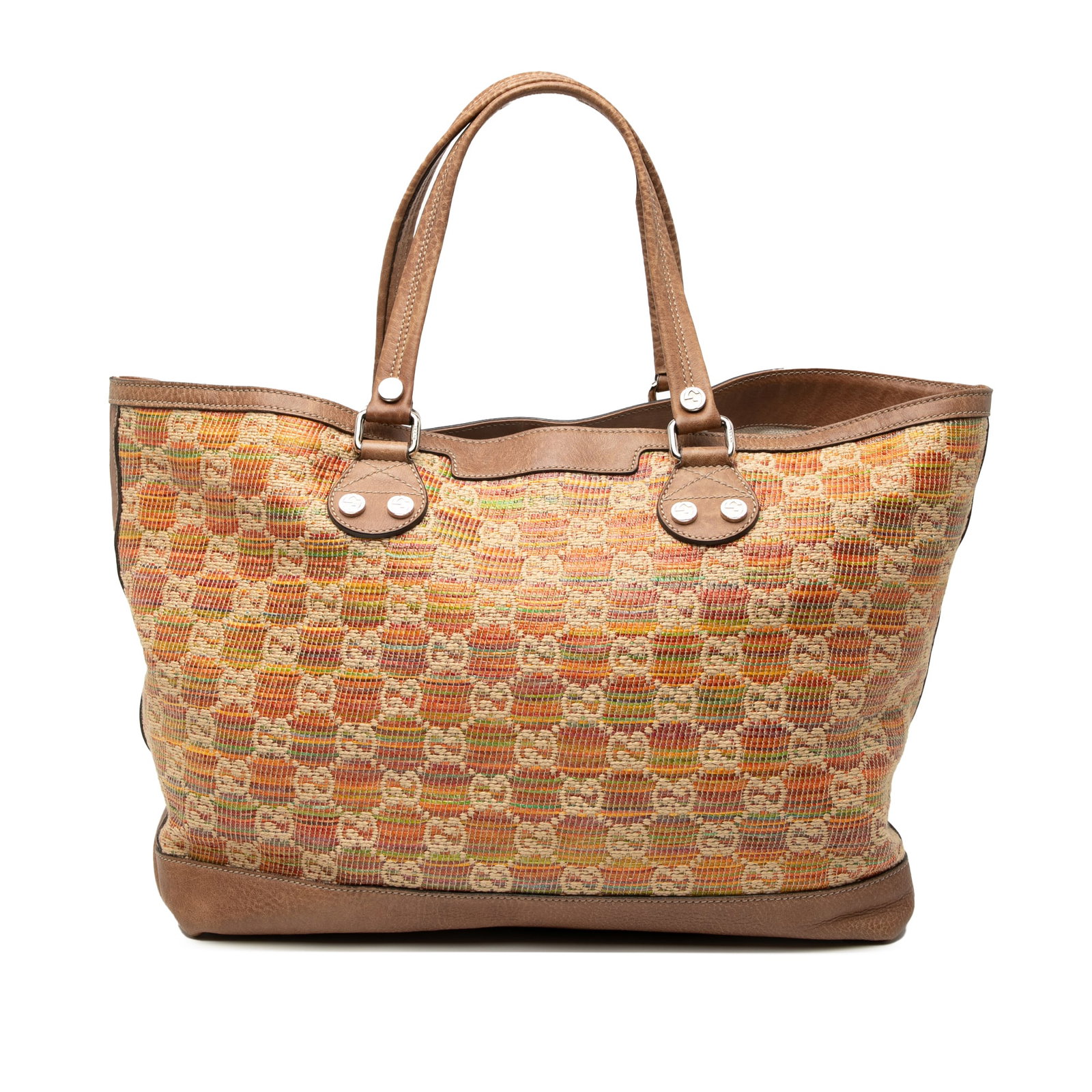 Woven Straw Gucci Libeccio Sunset Tote with Leather Handles (1 of 7)