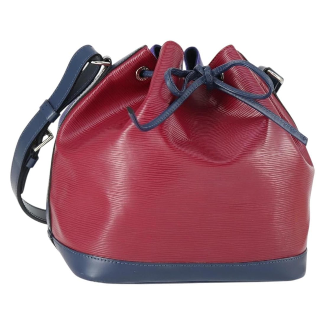 Wine Red Epi Leather Petit Noe Shoulder Bag by Louis Vuitton: Wine Red Epi Leather Petit Noe Shoulder Bag by Louis Vuitton This Louis Vuitton Petit Noe shoulder bag is crafted from durable Epi leather in a wine red (Grenard) color. Designed with a versatile adju