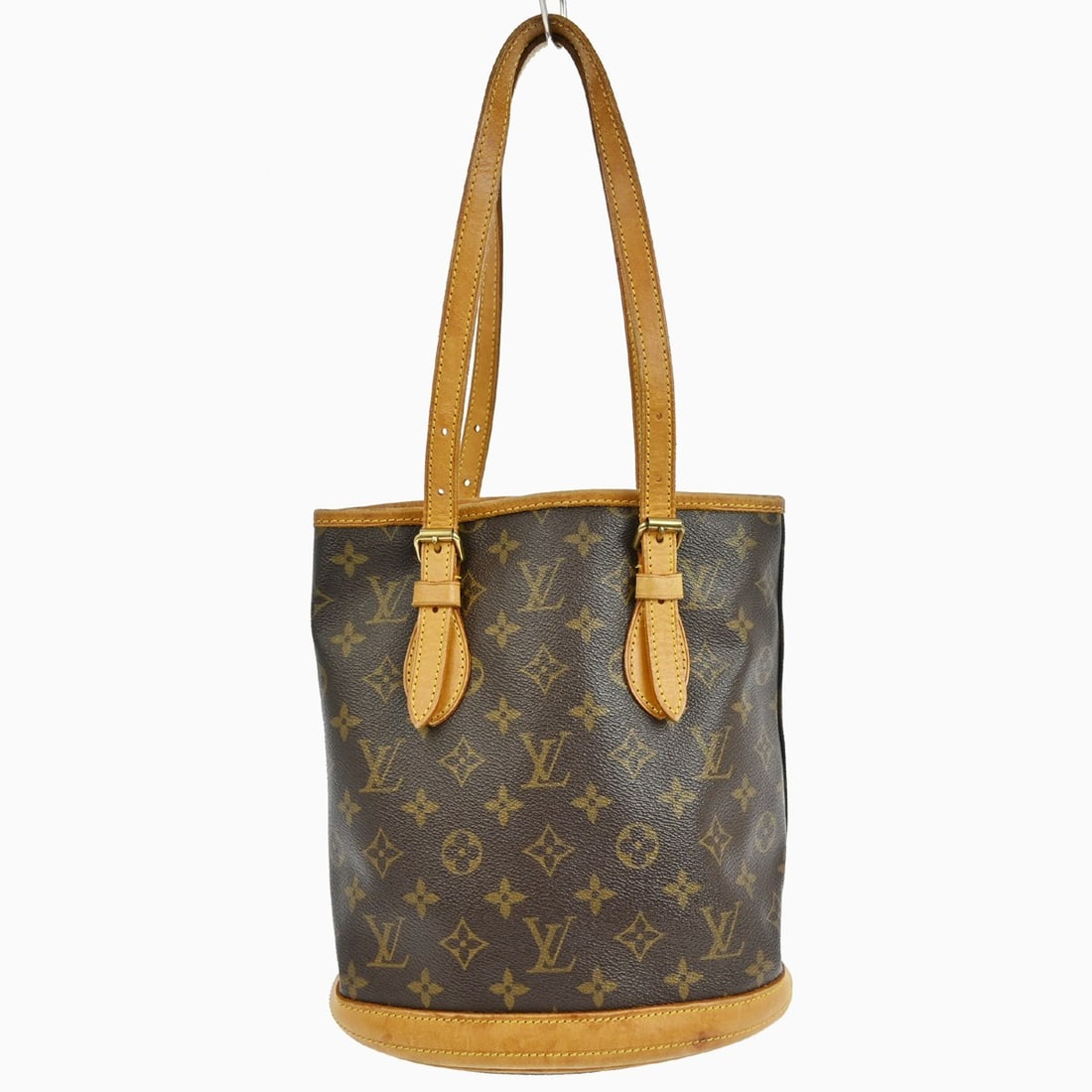Louis Vuitton Monogram Petite Bucket PM Canvas Shoulder Tote M42238: Louis Vuitton Monogram Petite Bucket PM Canvas Shoulder Tote M42238 This Louis Vuitton Monogram Bucket PM tote bag features the iconic monogram canvas exterior with brown leather shoulder straps and a