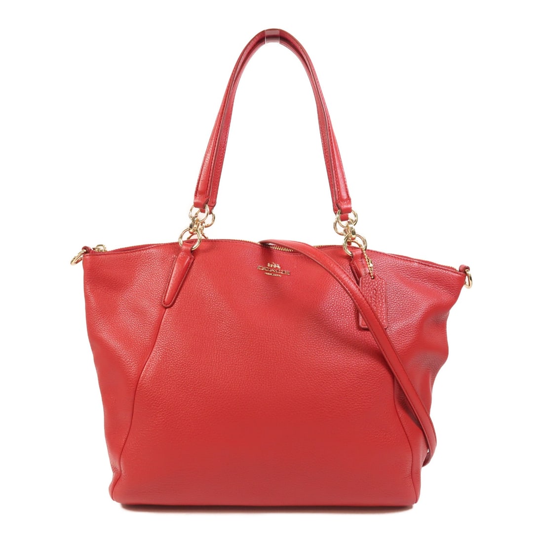 Red Calfskin 2 Way Shoulder Bag by COACH with Gold Tone Hardware (1 of 18)