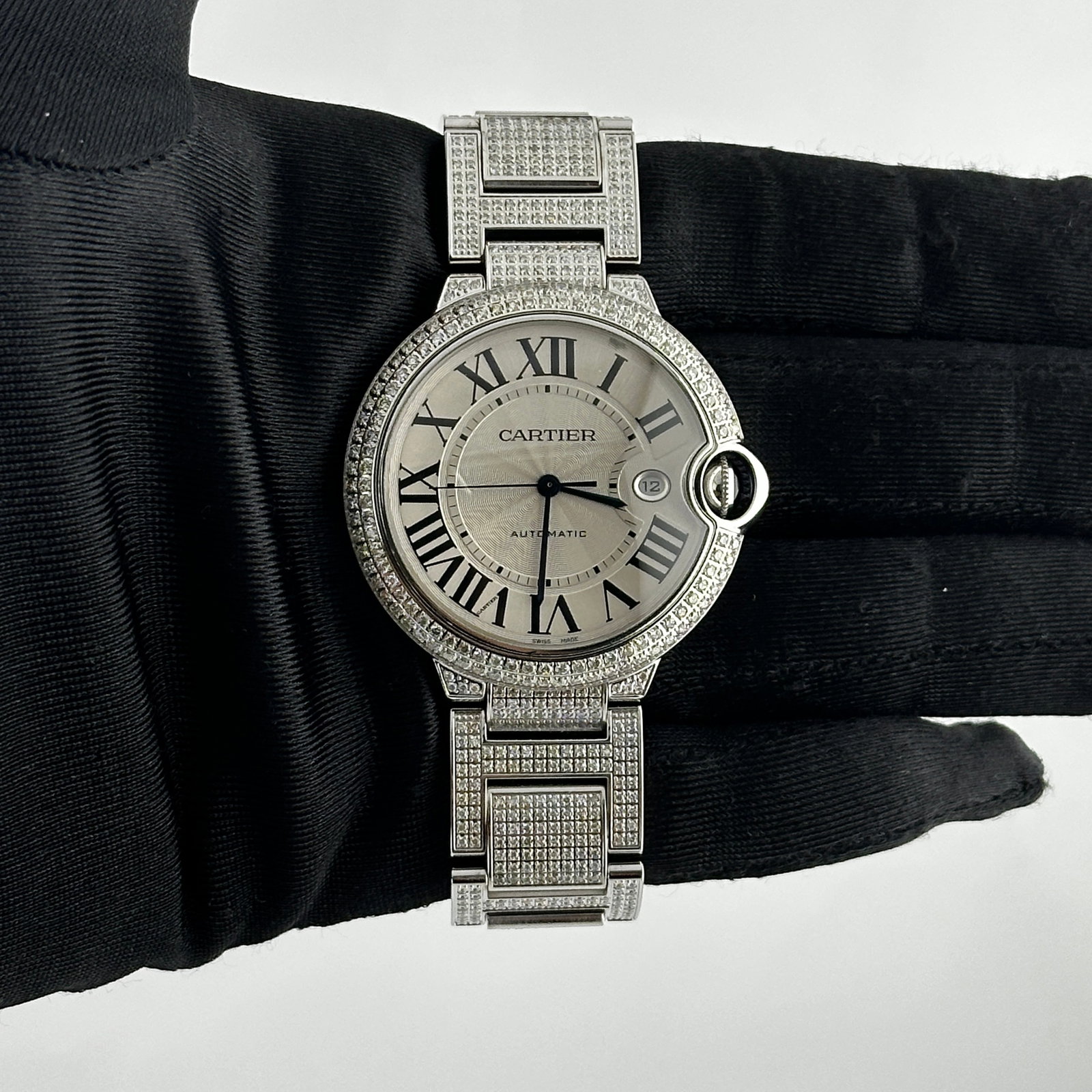 Ballon Bleu Ref 3001 Silver Roman Diamond Bezel and Bracelet Watch (1 of 3)