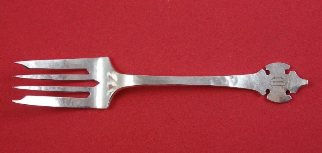 Shreve Sterling Silver Salad Fork Fourteenth Century Mono D 6.5in: Shreve Sterling Silver Salad Fork Fourteenth Century Mono D 6.5in This exquisite salad fork is crafted from sterling silver and features the elegant "Fourteenth Century" pattern by Shreve & Co. Measur