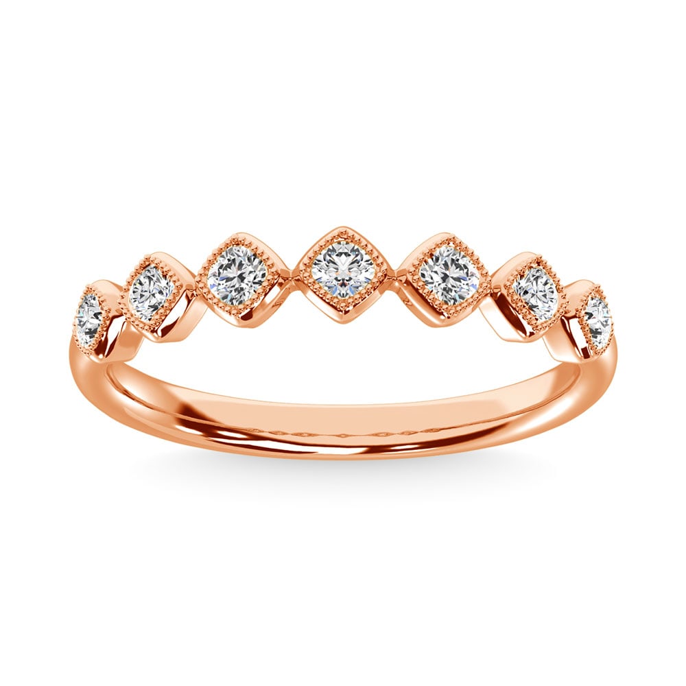 Diamond 1/6 Ct.Tw. Stackable Band in 14K Rose Gold: Diamond 1/6 Ct.Tw. Stackable Band in 14K Rose Gold 14k Rose Gold Stone Color: G-h Stone Clarity: I2 Each ring is presented in standard size 6.5. Complimentary resizing is available between sizes 510 (