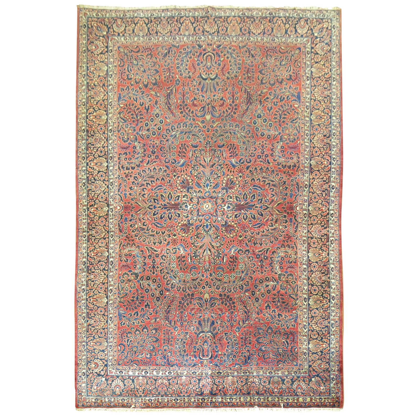 Zabihi Collection Antique Persian Sarouk Rug 94 x 141 Wool Hand-Woven: Zabihi Collection Antique Persian Sarouk Rug 94 x 141 Wool Hand-Woven Add a touch of elegance to your home with this exquisite antique Persian Sarouk rug, hand-woven from high-quality wool. This authe