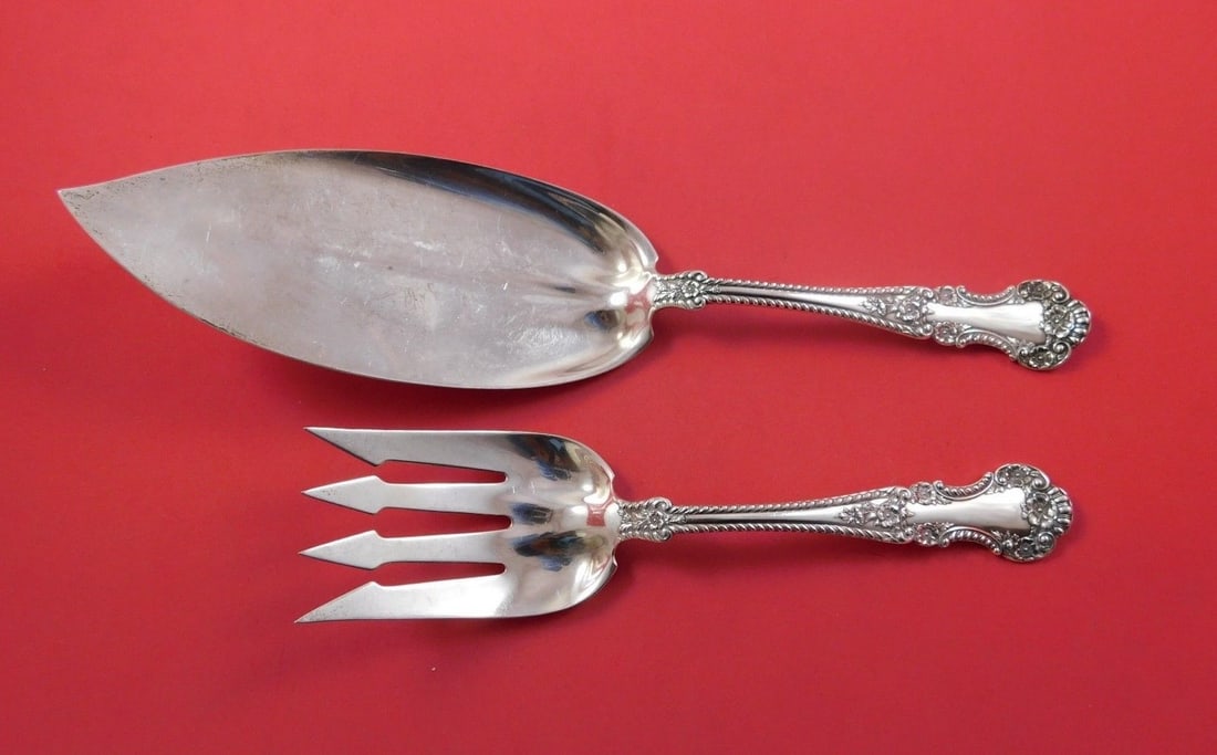 Gorham Cambridge Sterling Silver Fish Serving Set 2pc Flat Handle (1 of 1)