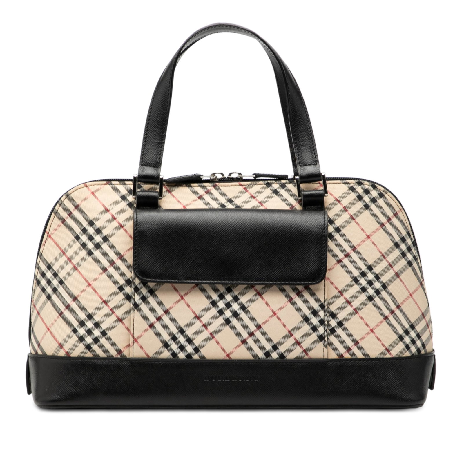 Burberry Nova Check Beige Canvas Shoulder Bag with Leather Trim: Burberry Nova Check Beige Canvas Shoulder Bag with Leather Trim This Burberry Nova Check Canvas Handbag features a canvas body with leather trim, flat leather handles, a top zip closure, an exterior f